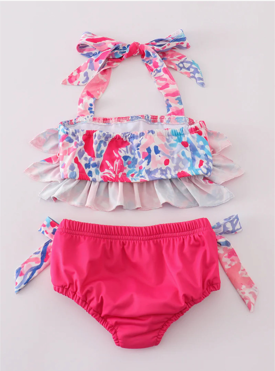 Tropical Pink Girl Print Two Piece Swimsuit