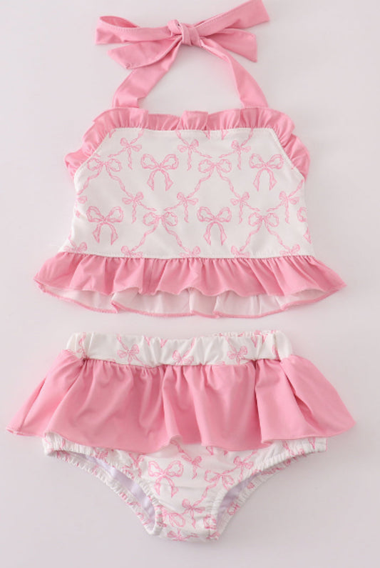 Pink Girl Bow Print